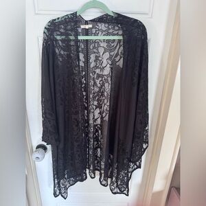 Maurices Black Floral Lace kimono